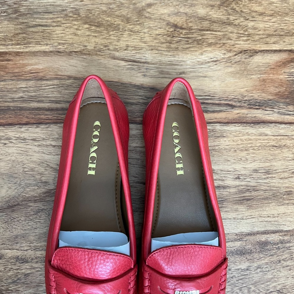 Coach Penny Loafers Watermelon Pebbled Leather Classic Shoe Flats - 7B - Picture 8 of 11